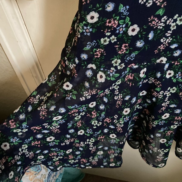 Banana Republic Navy Floral Cottage-core Short Sleeve Maxi Dress - Picture 8 of 9